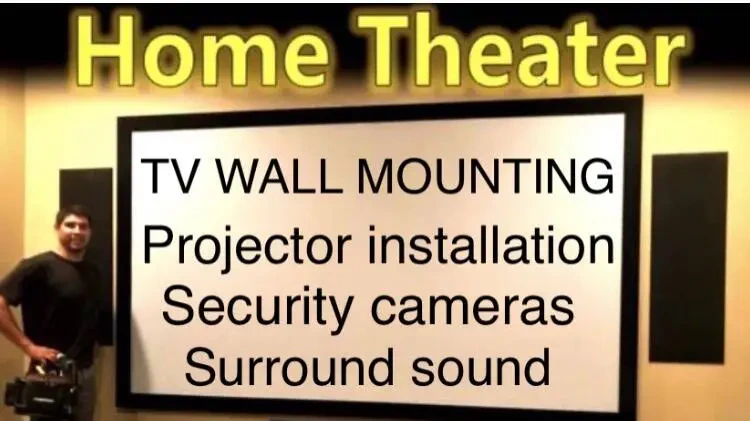Work photo for TV Wall Mounting/ Home Theater/Surround Sound installation/Security camera: call today