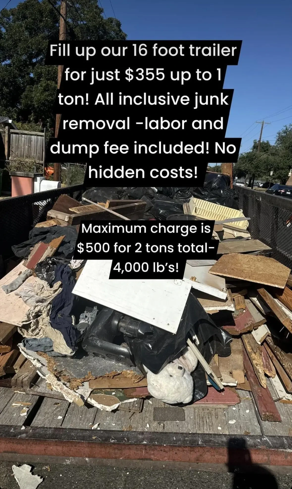 Work photo for Truck Load Junk Disposal: Labor, Hauling, & Disposal Services $355 for 1 ton