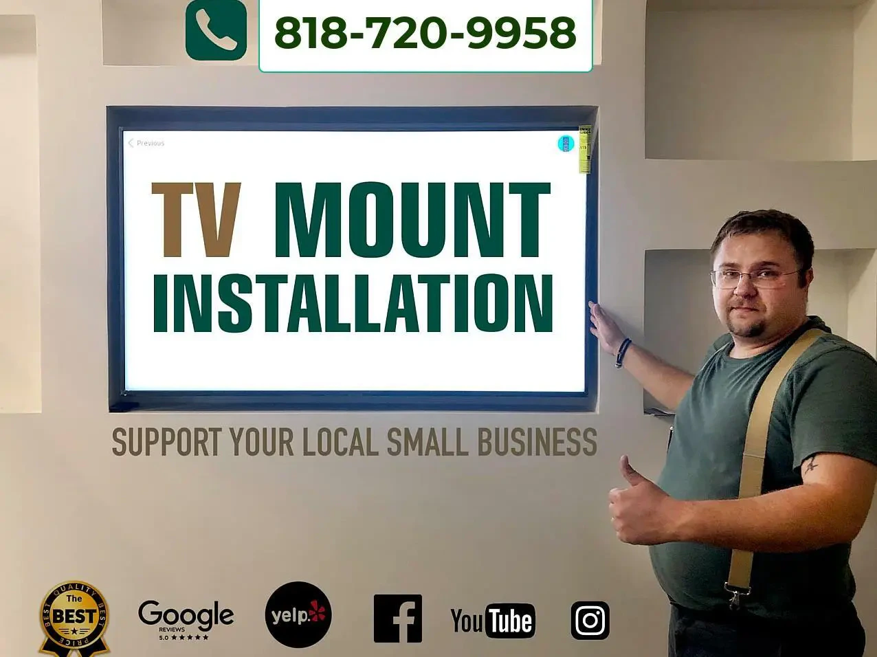Work photo for TV Wall Mounting & Cable Connection Services $85