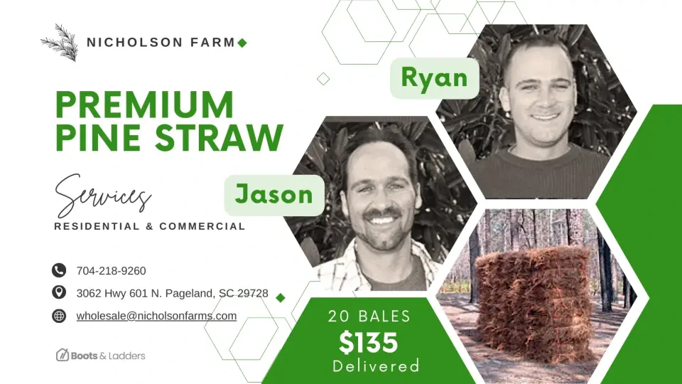 Work photo for Premium Pine Straw Delivered: 20 Bales for $135!