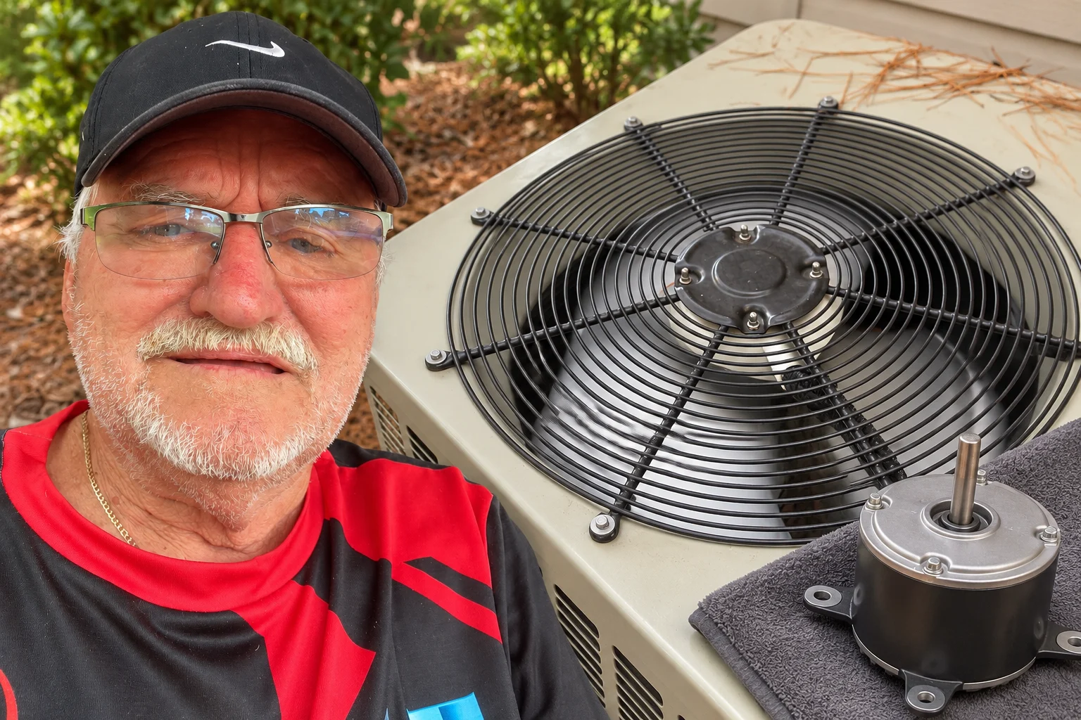 Work photo for I will replace an AC condenser fan motor and blade assembly