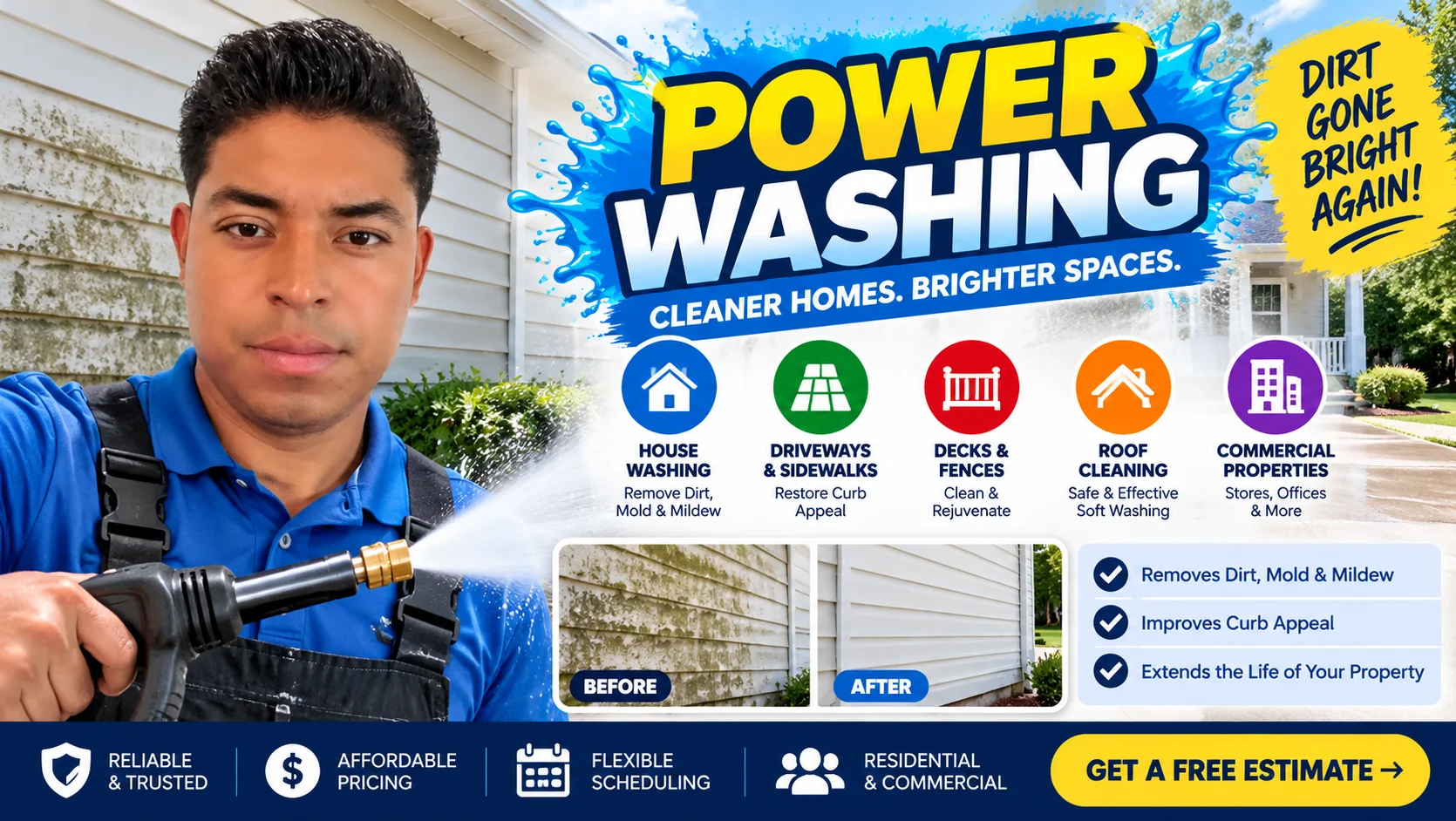 Work photo for Pressure Washing – House, Driveway & Exterior Cleaning